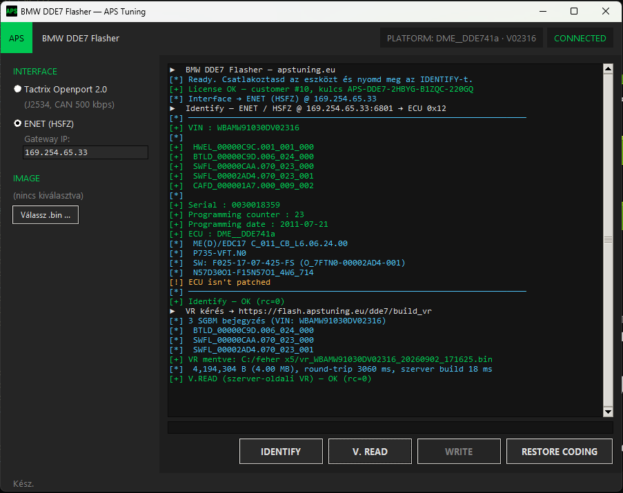 DDE7 F-series Flasher screenshot