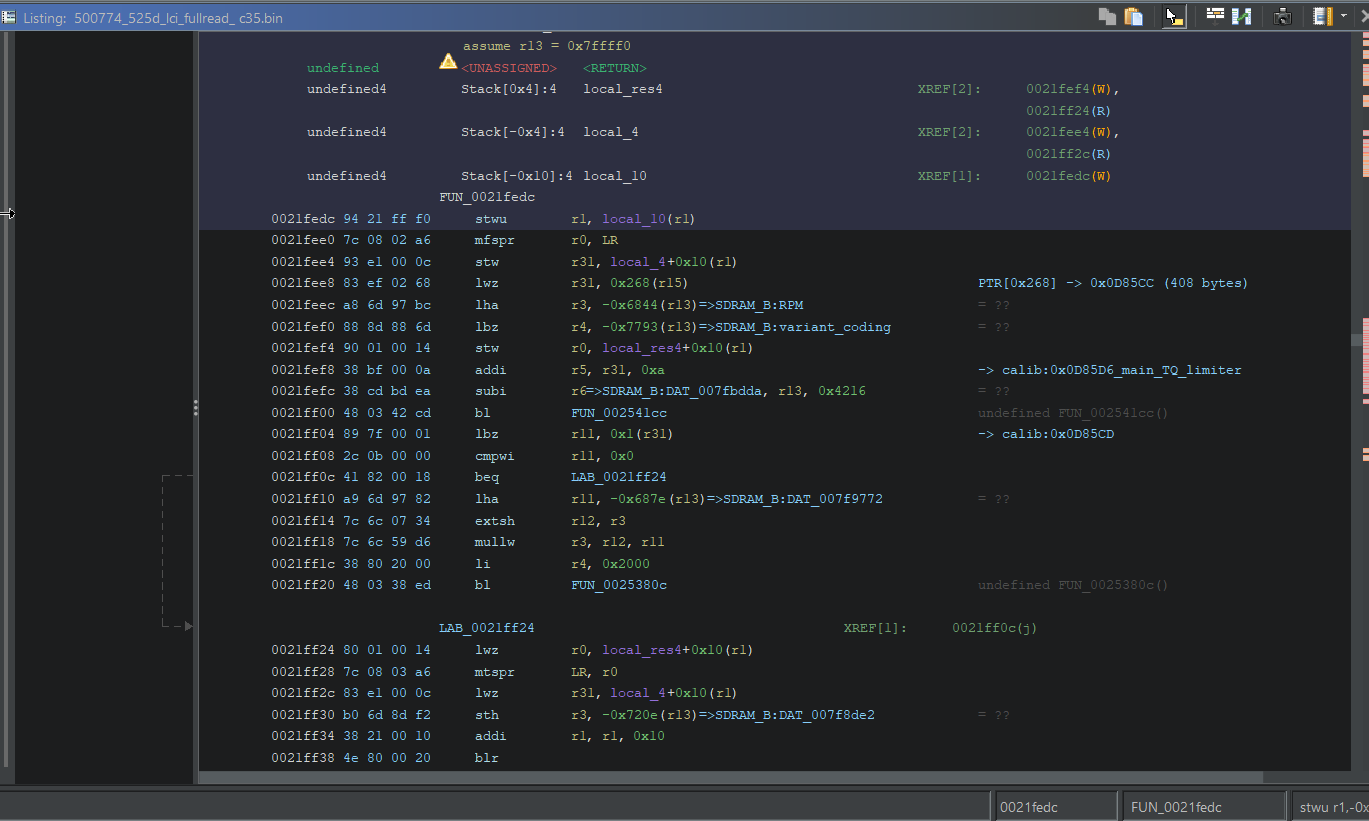 Main TQ Limiter Ghidra listing