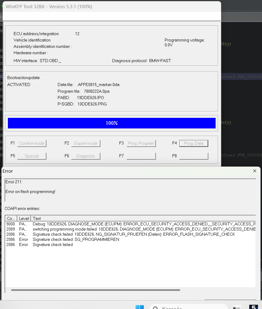 WinKFP flash fail
